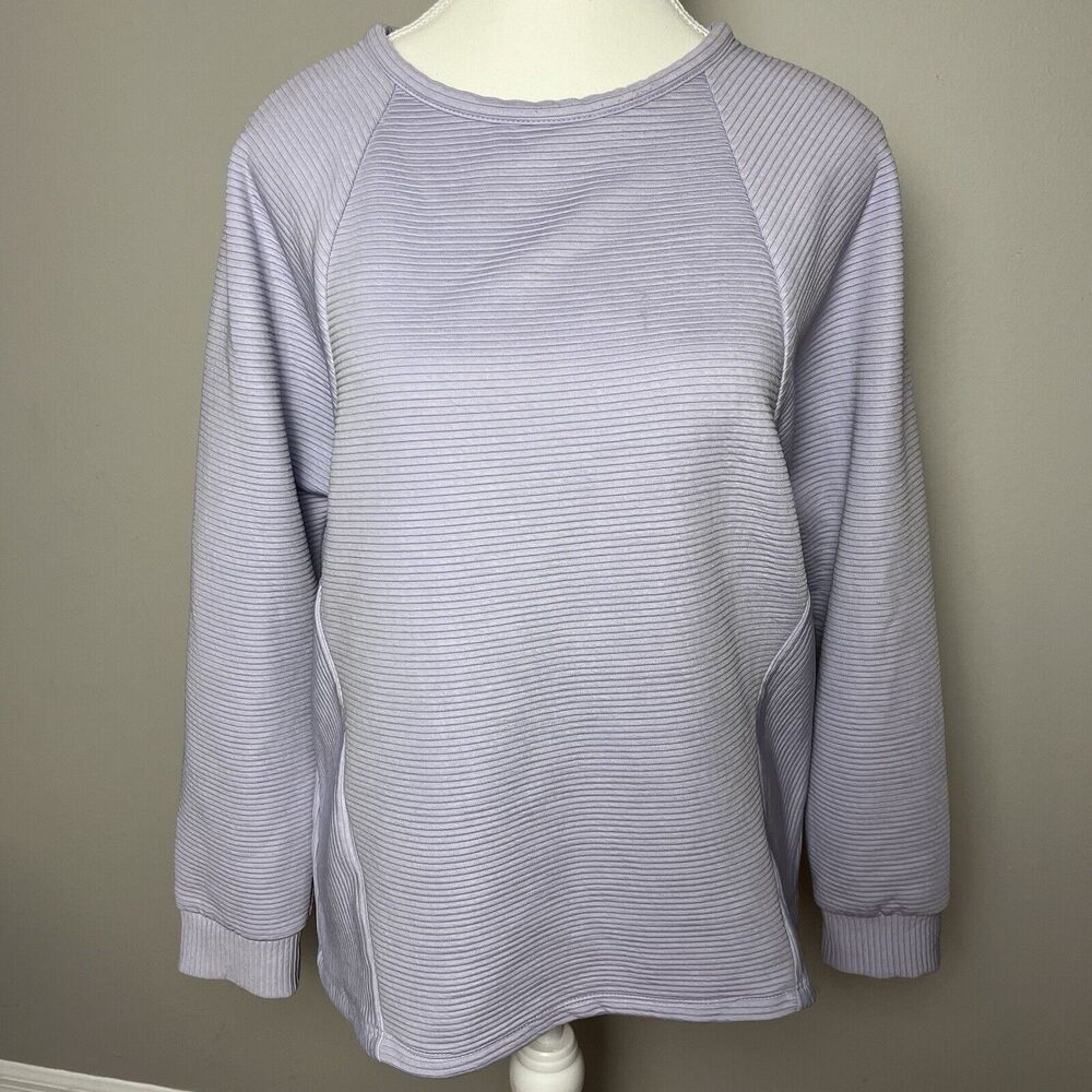 Anne Klein Long Sleeved Sweater Purple Textured Lined Medium M b27